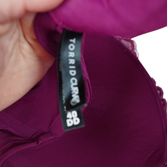 Torrid Curves XO 40DD Lace Underwire Bra In Plum Purple With Floral Design & Cri - Picture 5 of 7